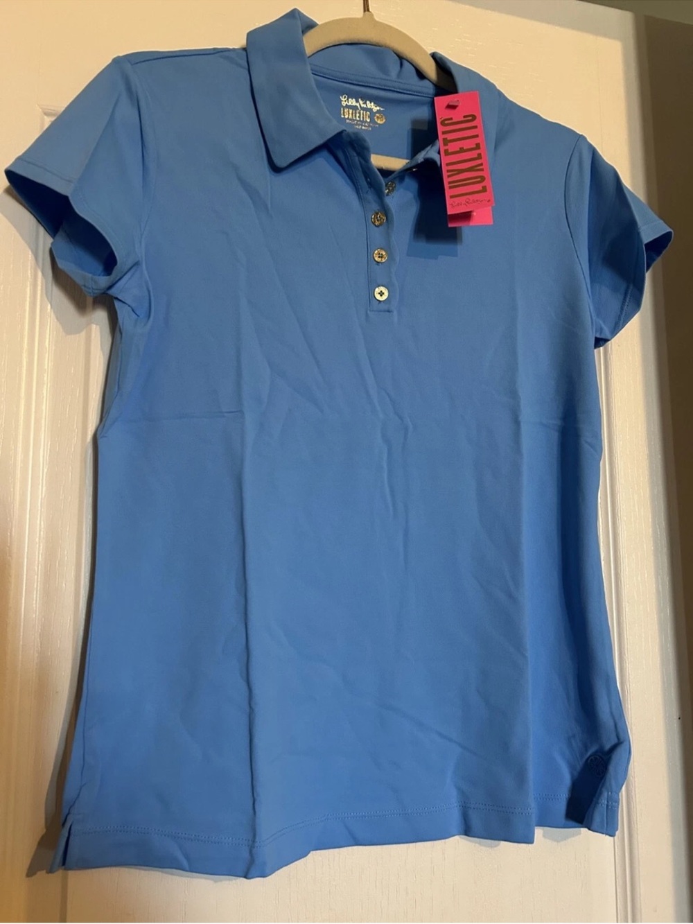 Lilly Pulitzer Frida Scallop Polo Lunar Blue Medium New